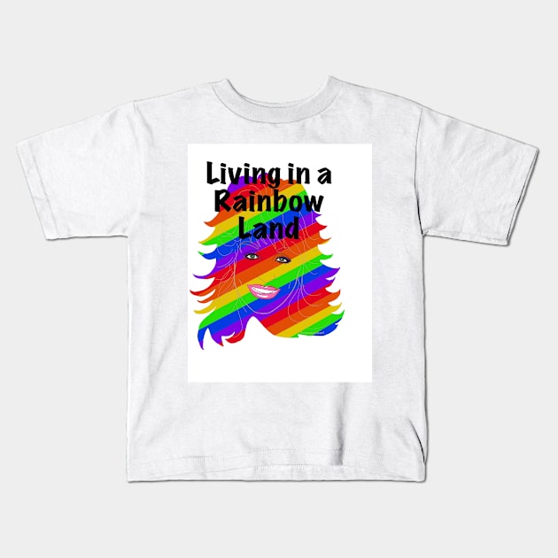 Living in a Rainbow Land Kids T-Shirt by MamaODea